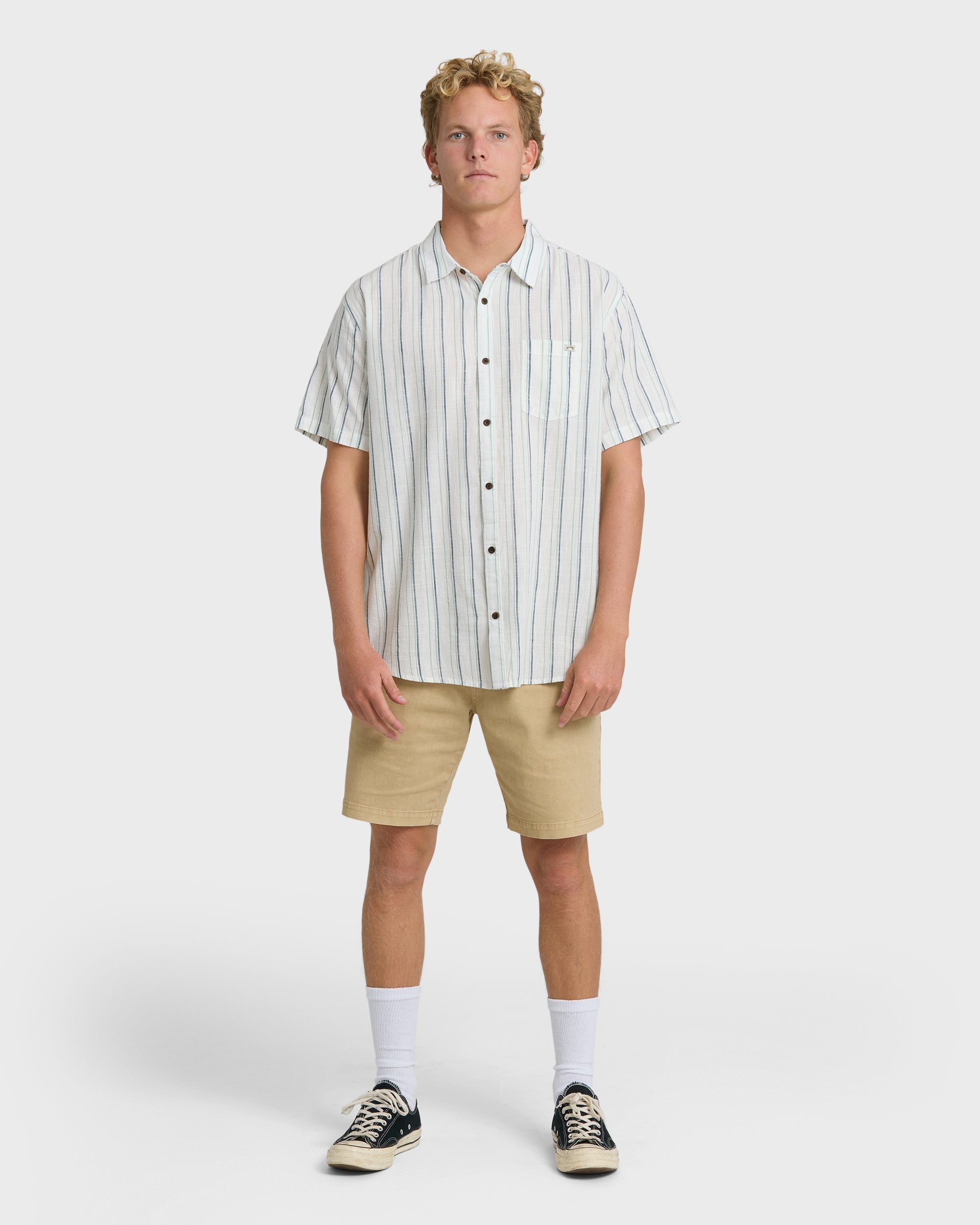 All Day Stripe Short Sleeve Shirt - Cream