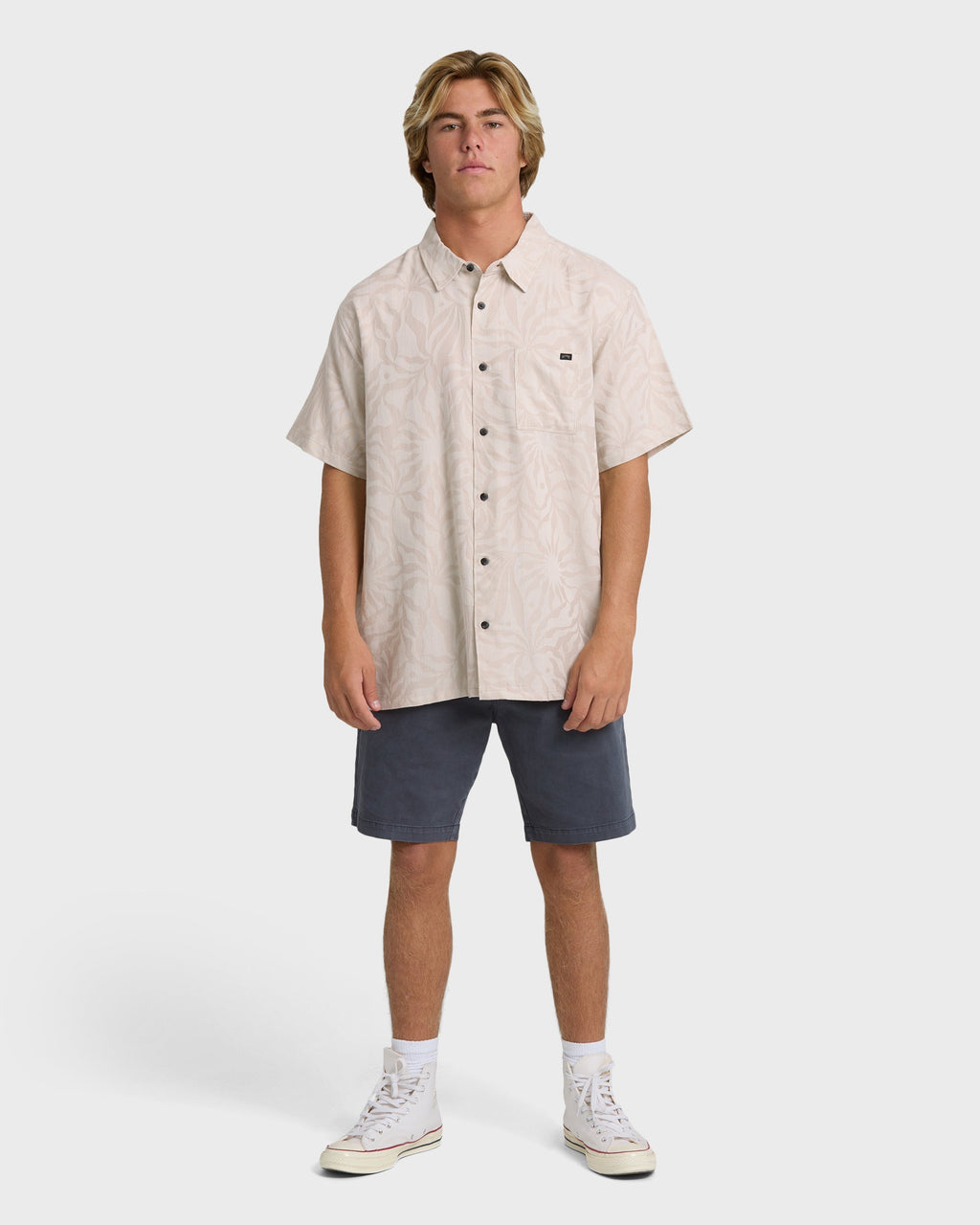 Sundays Jacquard Short Sleeve Woven Shirt - Ash