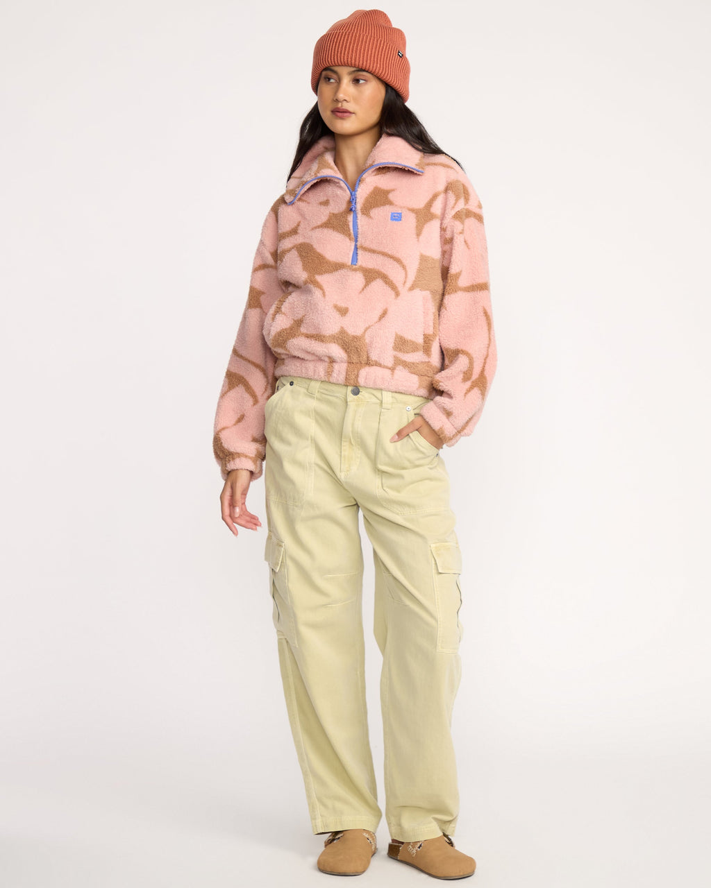 A/Div Barra Half Zip Sherpa Fleece - Rose Brown