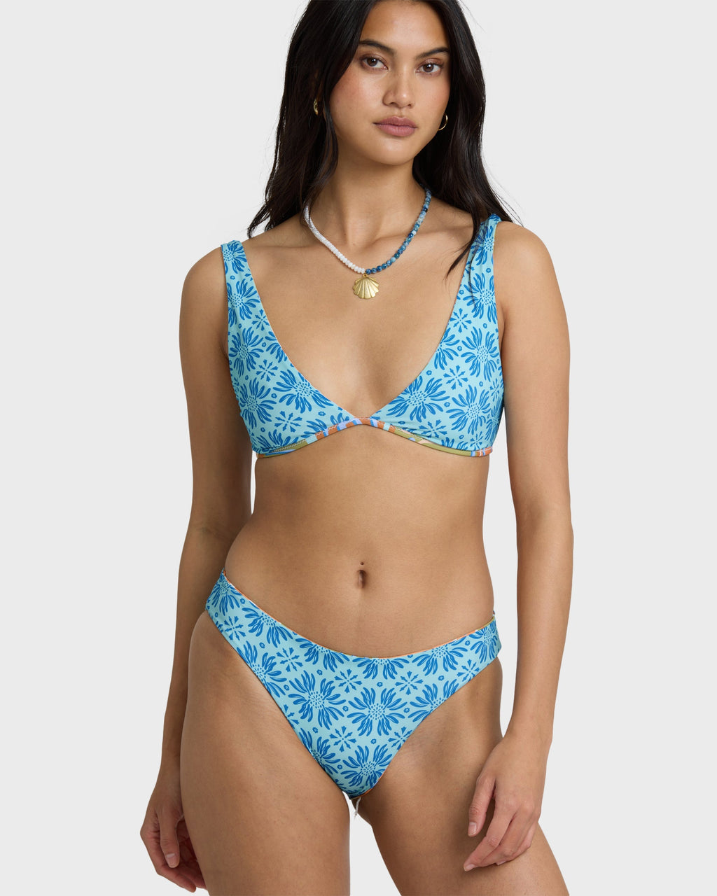 Le Surf Reversible Lowrider Full Bikini Bottom - Orange Multi