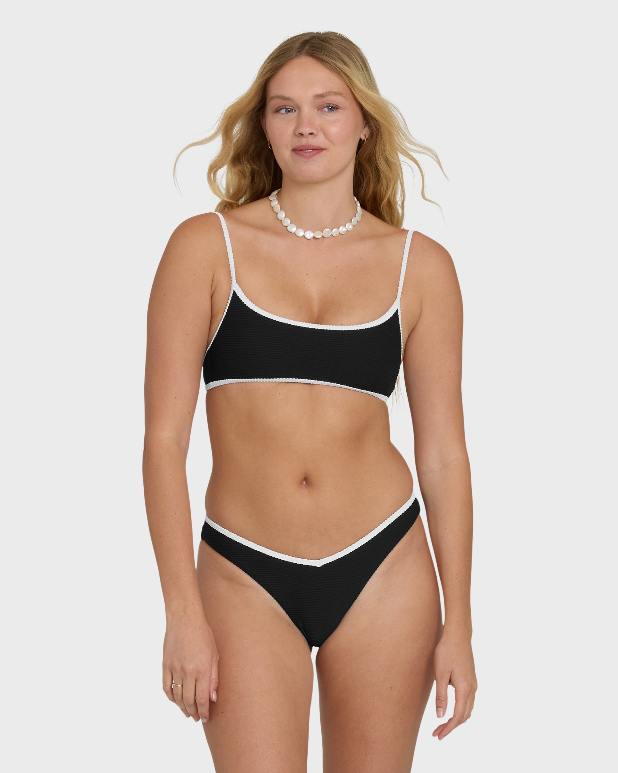 Tanlines Bound Jaclyn Crop Bralette Bikini Top - Black Pebble